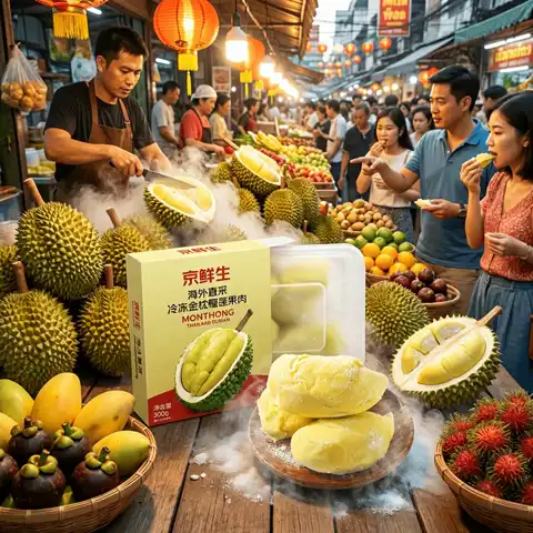 低至18.61元/盒、爆款无踩雷：京鲜生 泰国金枕头冷冻新鲜榴莲肉 300g