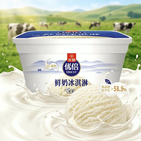 光明 鲜奶冰淇淋 1000g*2份（6-7月到期）