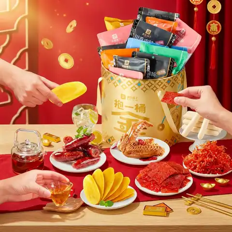 今日必买：良品铺子 抱一桶金零食大礼包 2616g 30袋