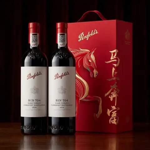 马上奔富！国行正品：奔富 Bin704 马年定制 加州纳帕谷 赤霞珠 干型红葡萄酒 750ml*2瓶 礼盒装