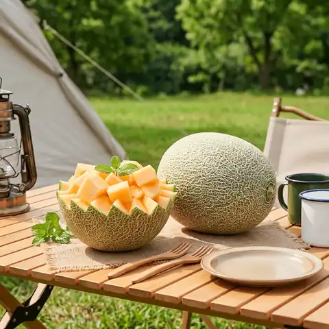 糖心从中心甜到边边：京鲜生 脆甜爽口！海南哈密瓜 净重8~9斤（2-3粒装）