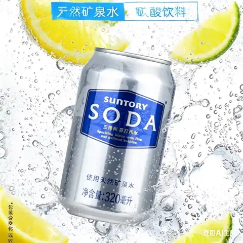 0脂0糖0添加、调饮百搭：三得利 苏打汽水天然矿泉水320ml*24罐