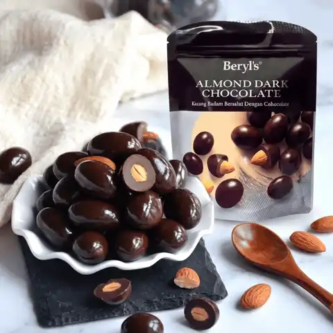 今日必买：倍乐思 扁桃果仁夹心黑巧克力豆纯可可脂 35g